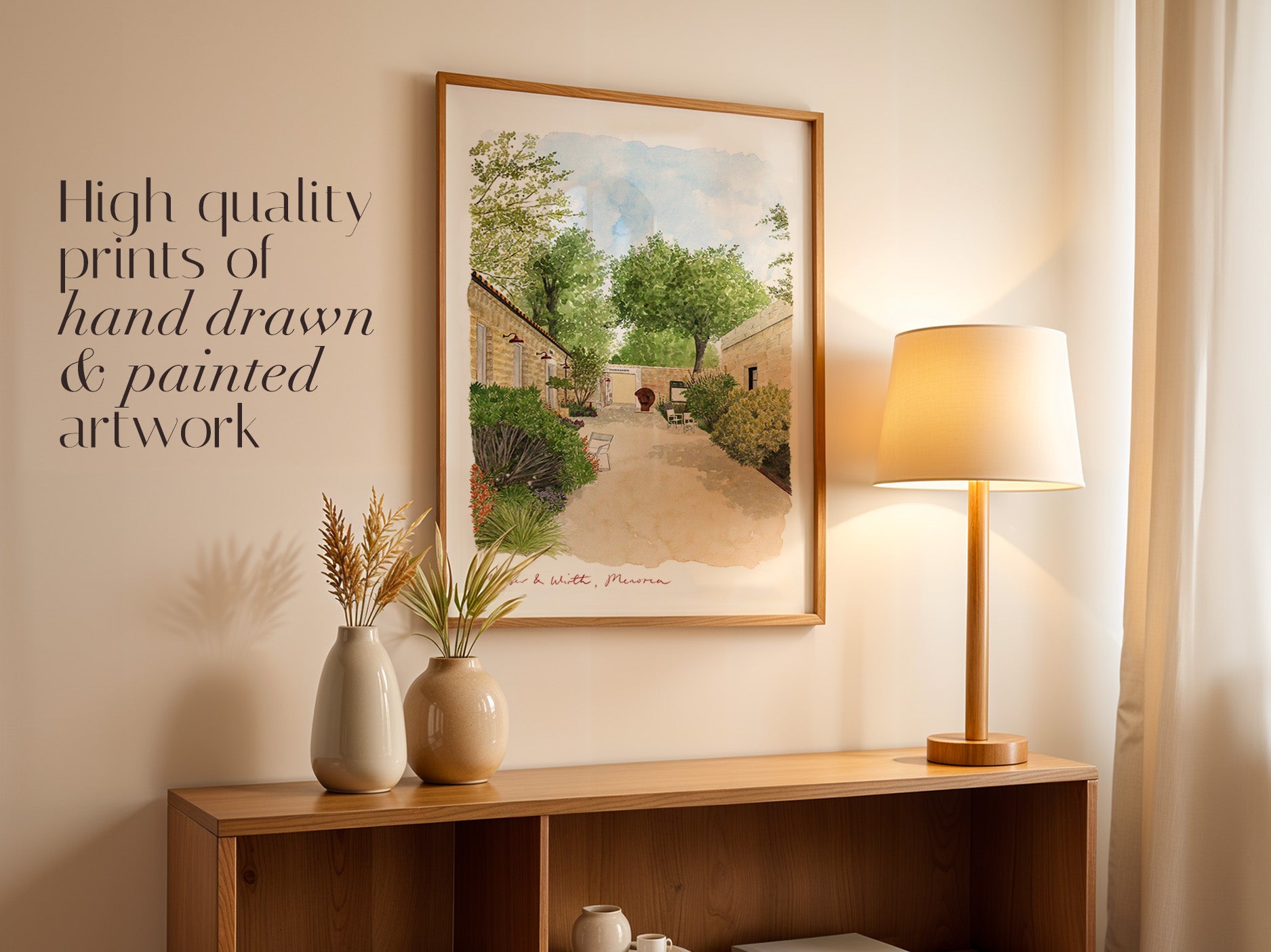 Menorca Art Print, Hauser & Wirth Gallery, Illa del Rei, Travel Watercolor Painting