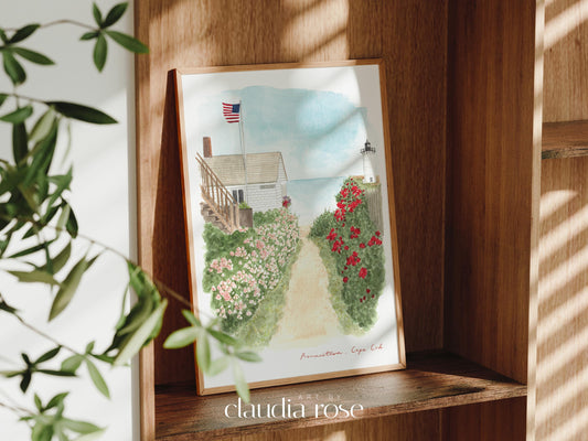 Cape Cod Art Print, Massachusetts, USA, Travel Watercolour Painting