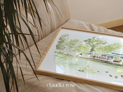 Victoria Park Art Print, London, Tower Hamlet, England, Travel Watercolour Painting