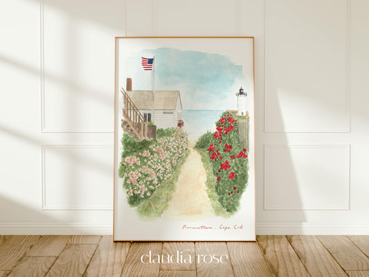 Cape Cod Art Print, Massachusetts, USA, Travel Watercolour Painting