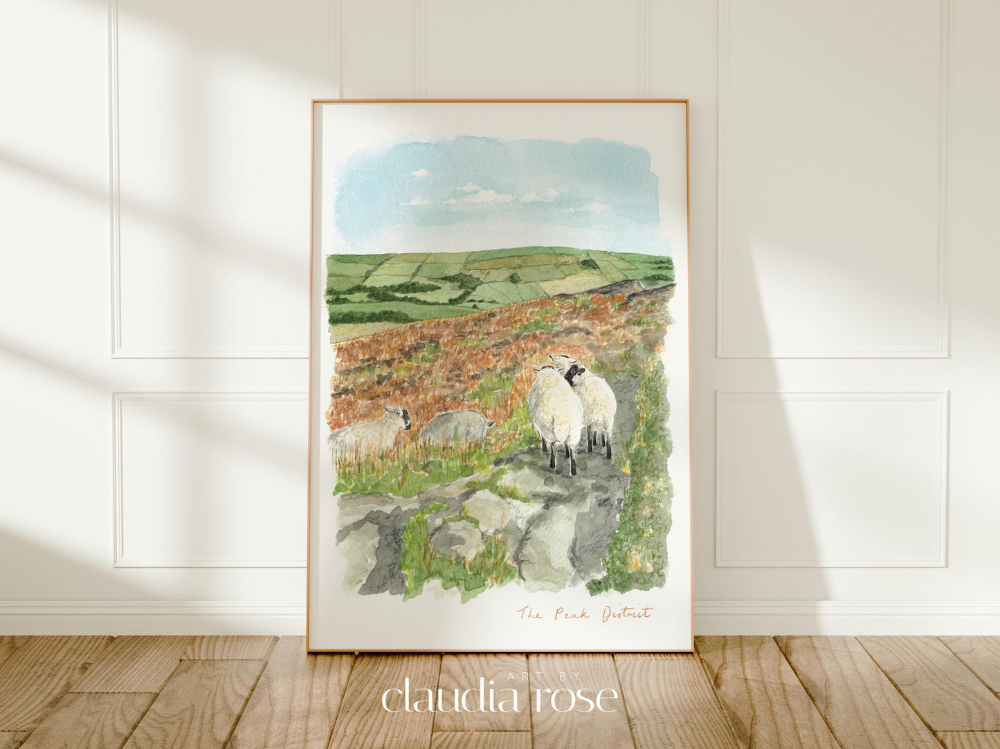 Peak District Art Print, Derbyshire, Staffordshire, England, Travel Watercolour Painting
