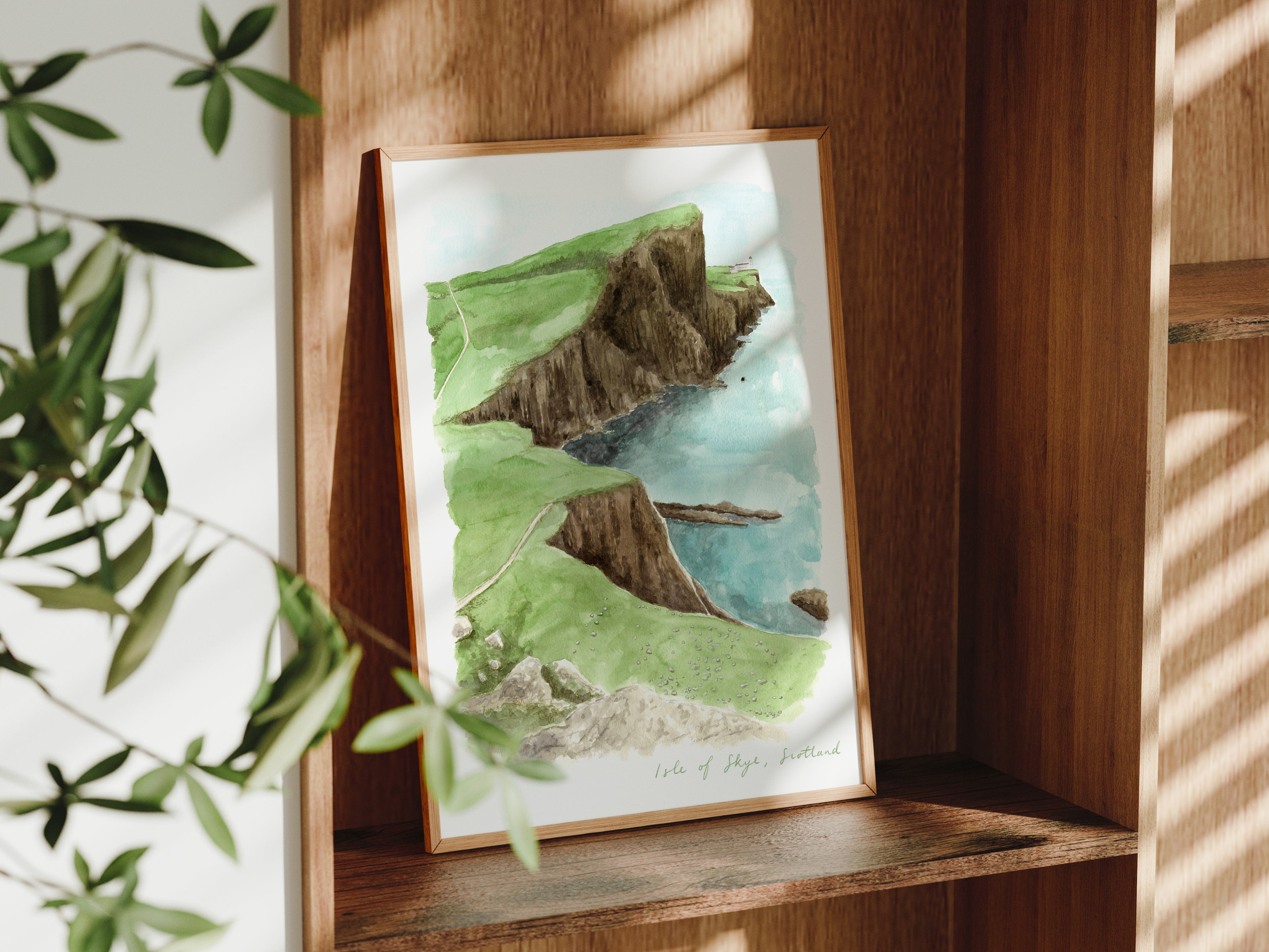 Isle of Skye Art Print, Scotland, Neist Point Lighthouse, Travel Watercolour Painting