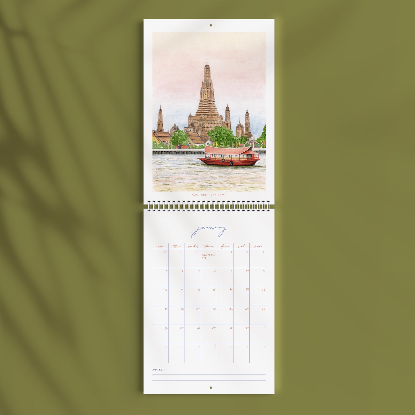 2026 Illustrated Travel Wall Calendar