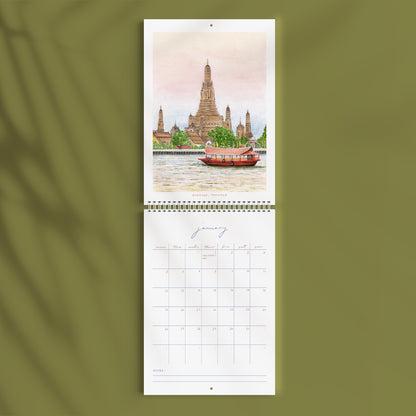 2026 Illustrated Travel Wall Calendar