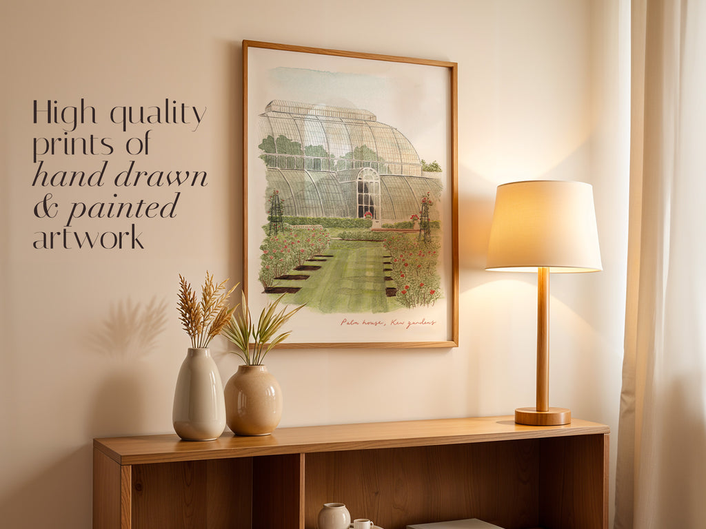 Kew Gardens Art Print, Royal Botanic Gardens, London, England, Travel Watercolour Painting