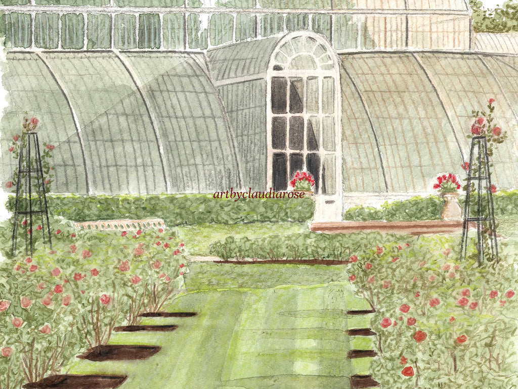 Kew Gardens Art Print, Royal Botanic Gardens, London, England, Travel Watercolour Painting