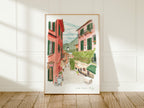 Lake Como Art Print, Bellagio, Italy Travel Watercolour Painting