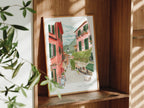 Lake Como Art Print, Bellagio, Italy Travel Watercolour Painting
