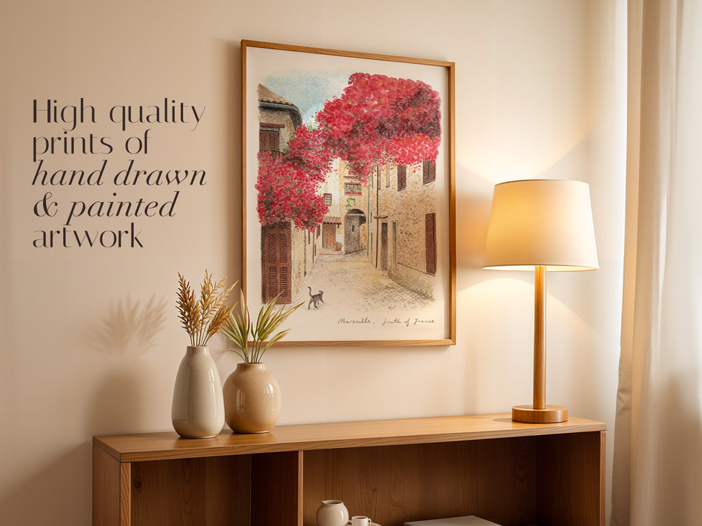 Marseille Art Print, Provence, South of France, Europe, Travel Watercolour Painting