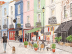 Notting Hill Art Print, London, Portobello Road Market, England, Travel Watercolour Painting