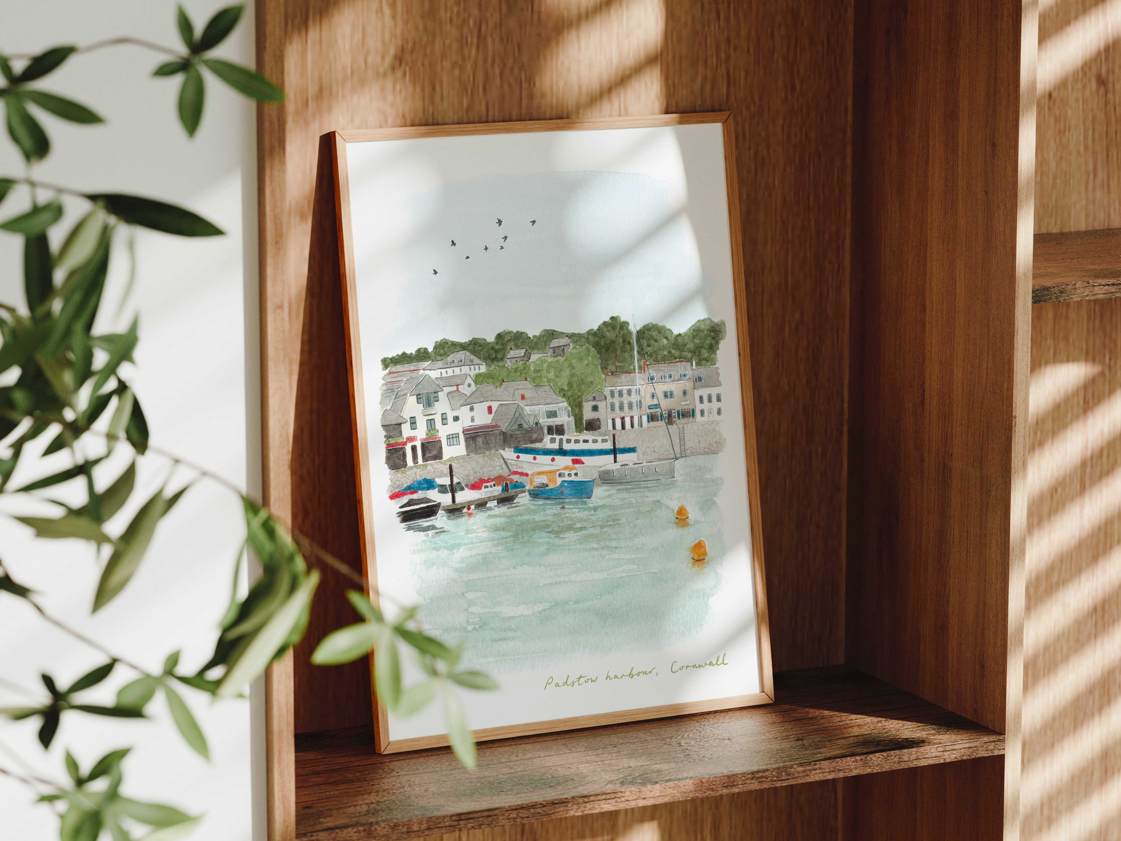 Padstow Harbour Art Print, Cornwall, River Camel, England, Travel Watercolour Painting
