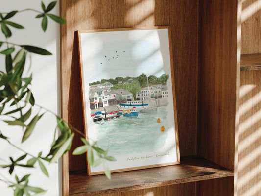 Padstow Harbour Art Print, Cornwall, River Camel, England, Travel Watercolour Painting