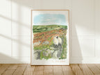 Peak District Art Print, Derbyshire, Staffordshire, England, Travel Watercolour Painting