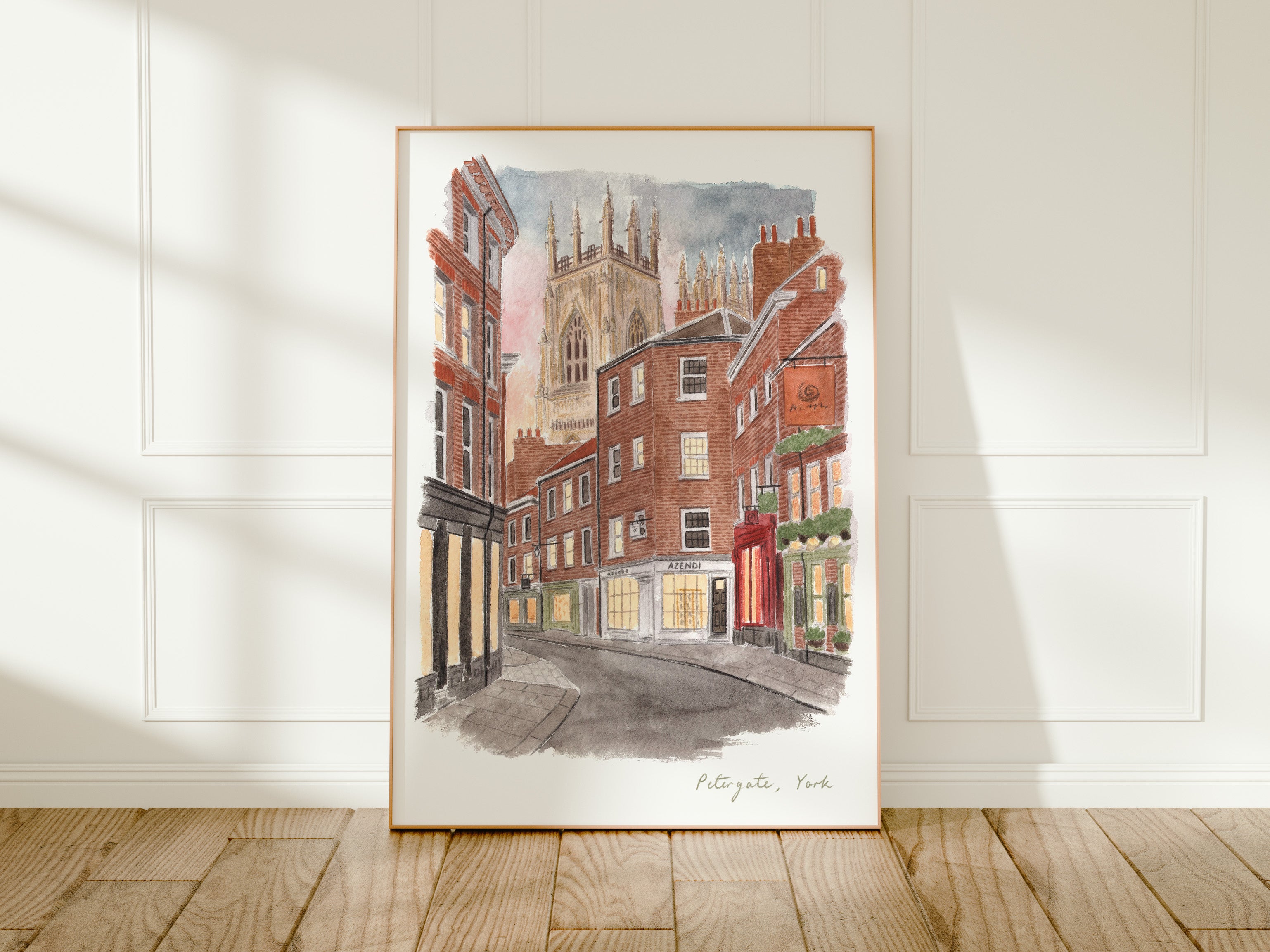 York Art Print, Petergate, York Minster, Yorkshire, Travel Watercolour Painting