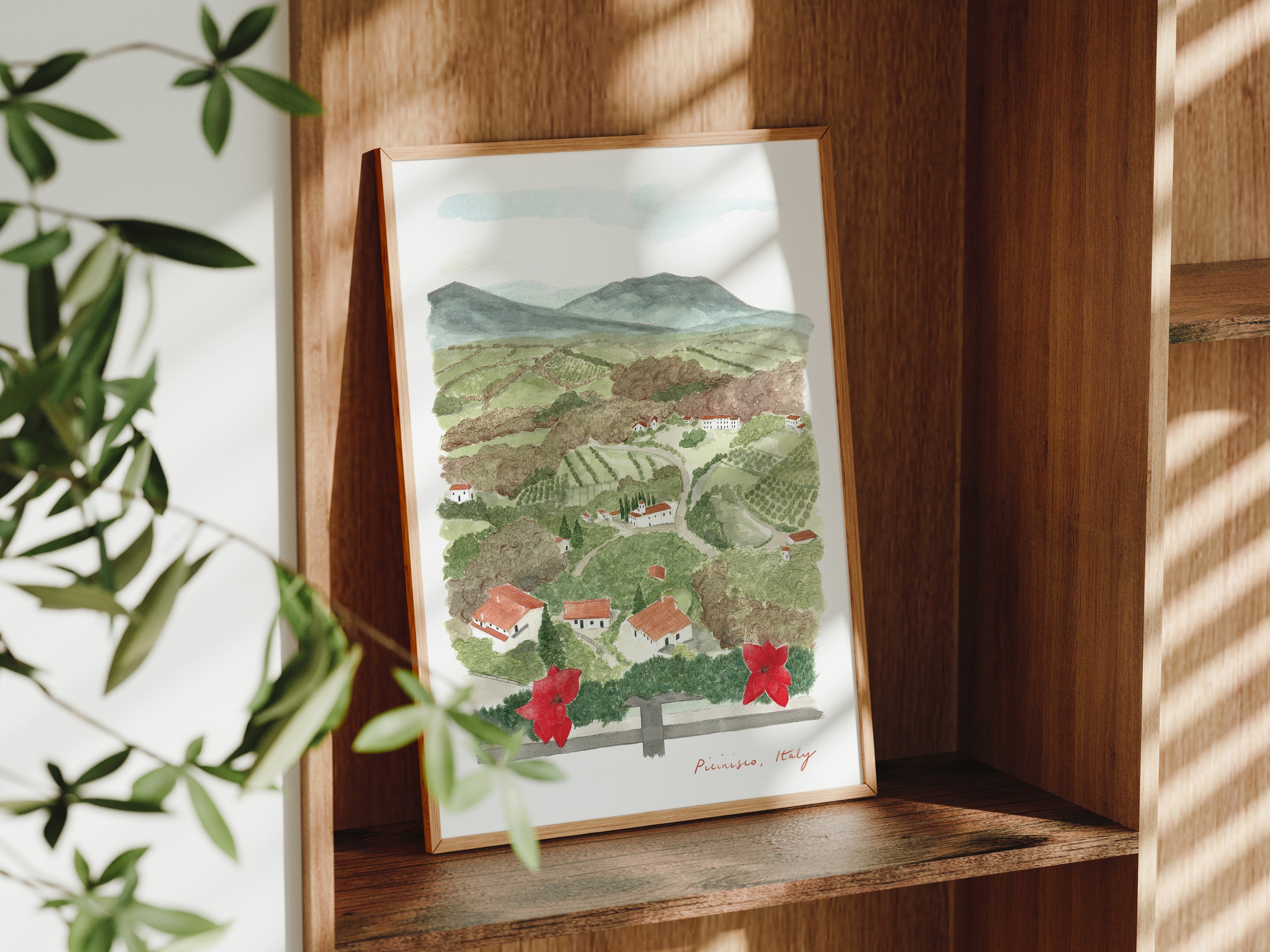 Picinisco Art Print, Valle di Comino, Italy, Travel Watercolour Painting