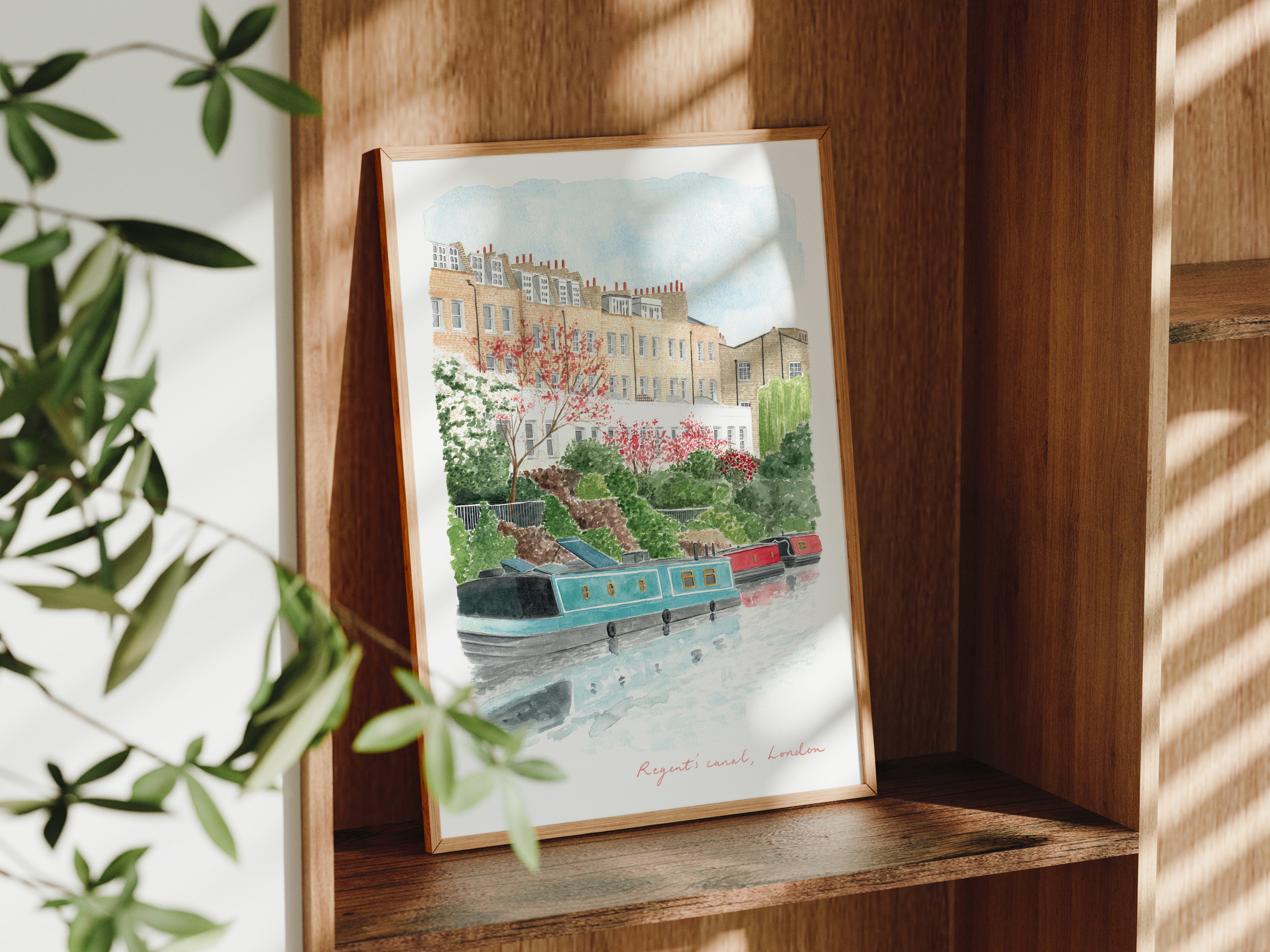 Regent's Canal Art Print, London, Islington, England, Travel Watercolour Painting