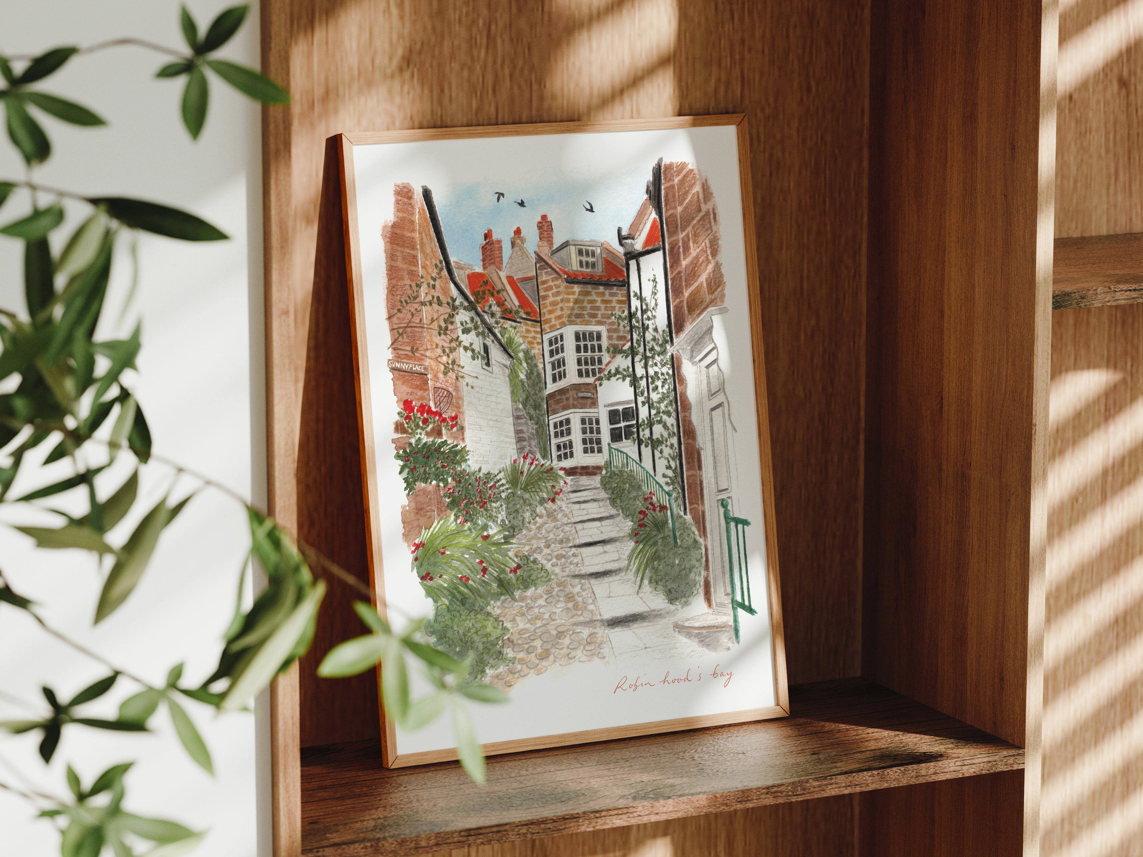 Robin Hood's Bay Art Print, North York Moors, Yorkshire, England, Travel Watercolour Painting