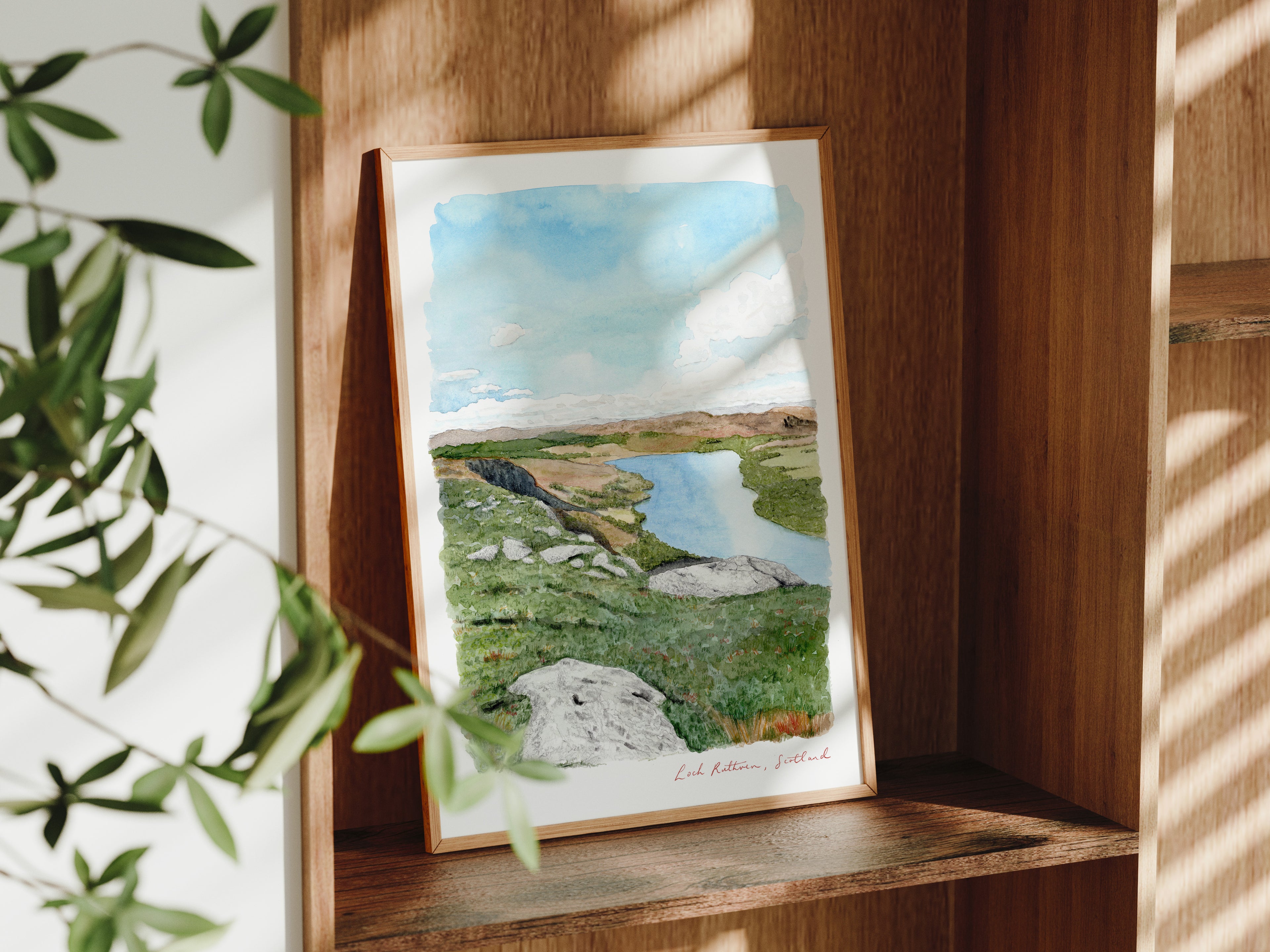 Loch Ruthven Art Print, Scottish Highlands, Scotland, Travel Watercolour Painting