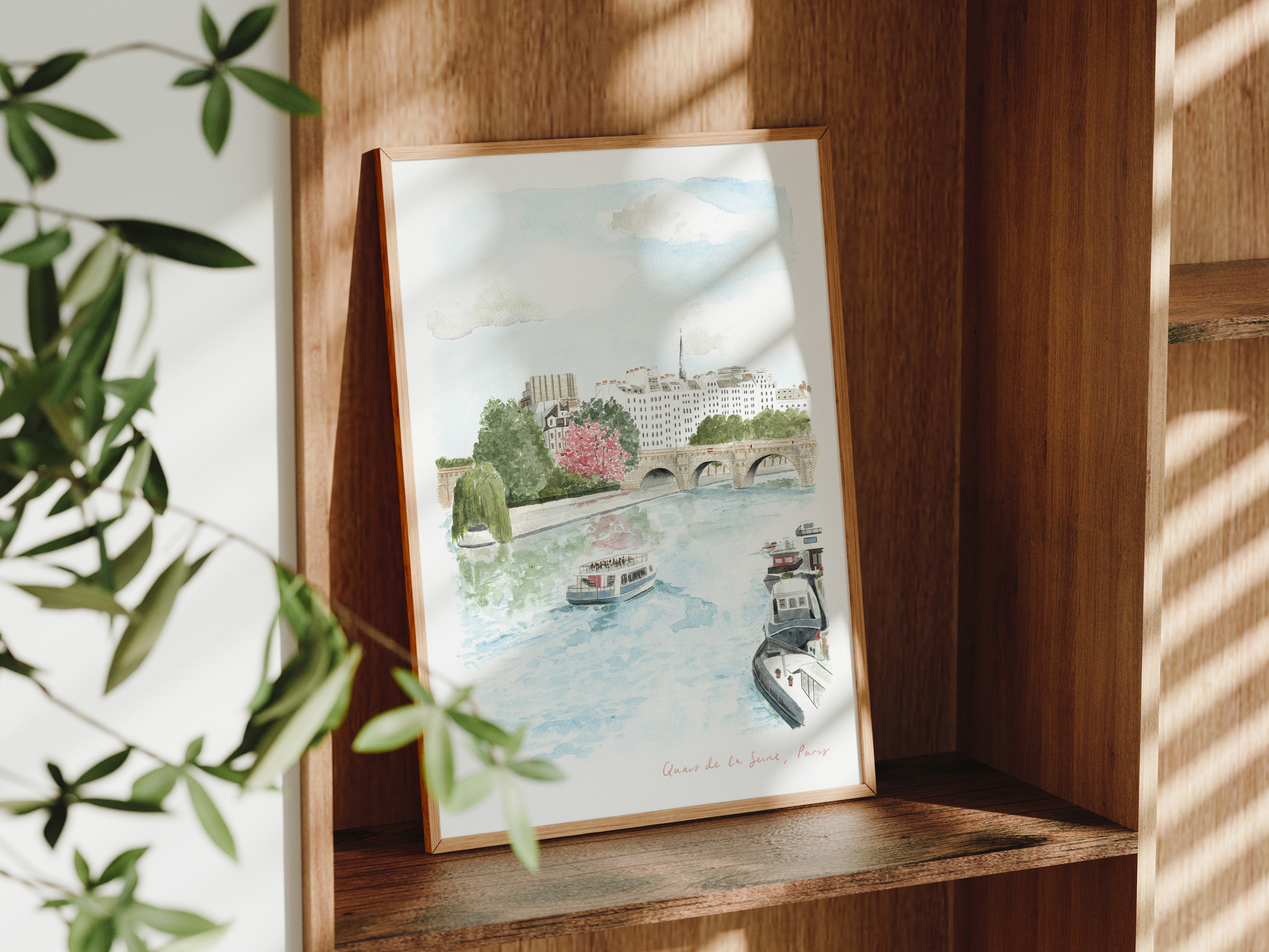 River Seine Art Print, Paris, Pont Neuf, France, Travel Watercolour Painting