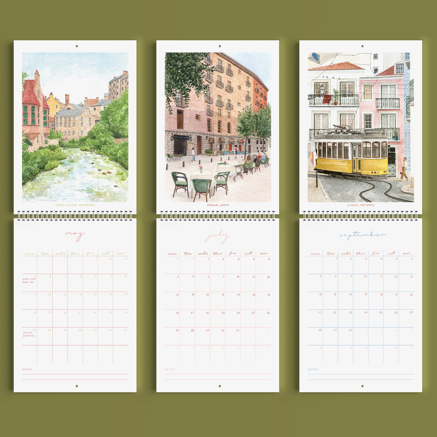 2026 Illustrated Travel Wall Calendar