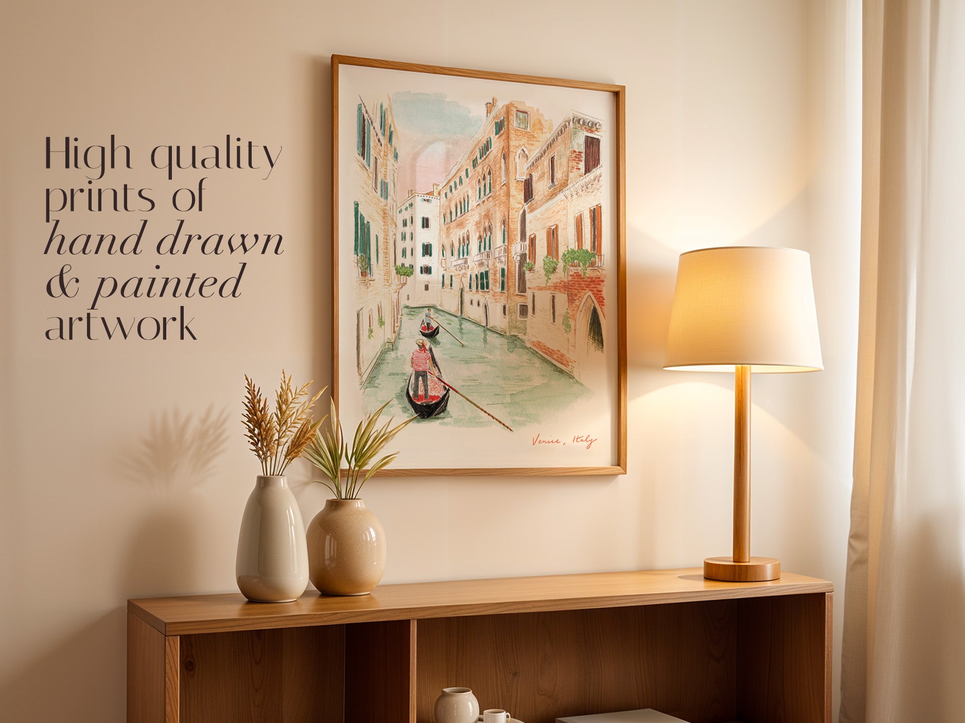 Venice Art Print, Rialto Bridge, Gondola Ride, Italy, Travel Watercolour Painting