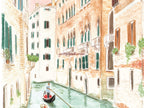 Venice Art Print, Rialto Bridge, Gondola Ride, Italy, Travel Watercolour Painting