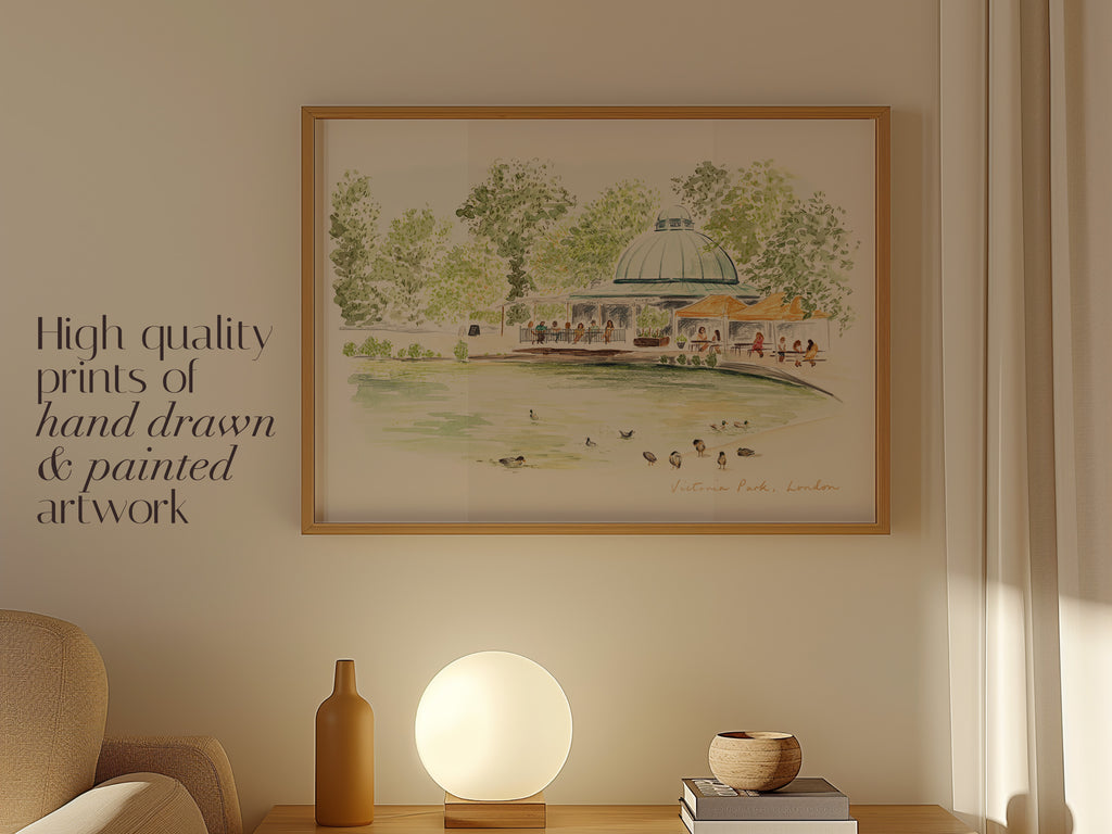 Victoria Park Art Print, London, Tower Hamlet, England, Travel Watercolour Painting