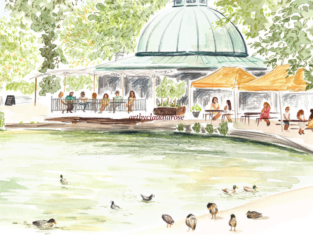 Victoria Park Art Print, London, Tower Hamlet, England, Travel Watercolour Painting