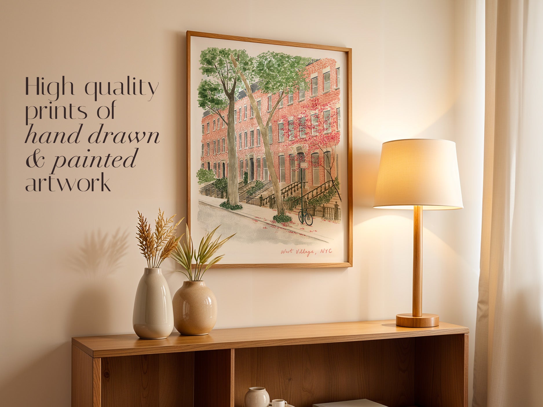 West Village Art Print, New York City, Manhattan, USA, Travel Watercolour Painting